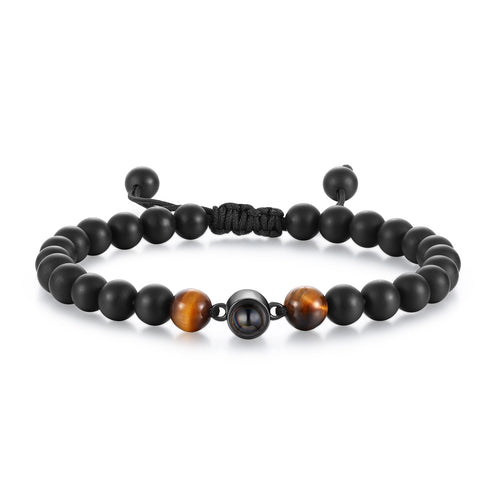 Black Lava Stone Photo Projection Bracelet