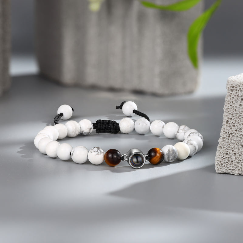 White Lava Stone Photo Projection Bracelet