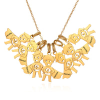 Mom Necklace with Boy Name Charms, 1 to 7