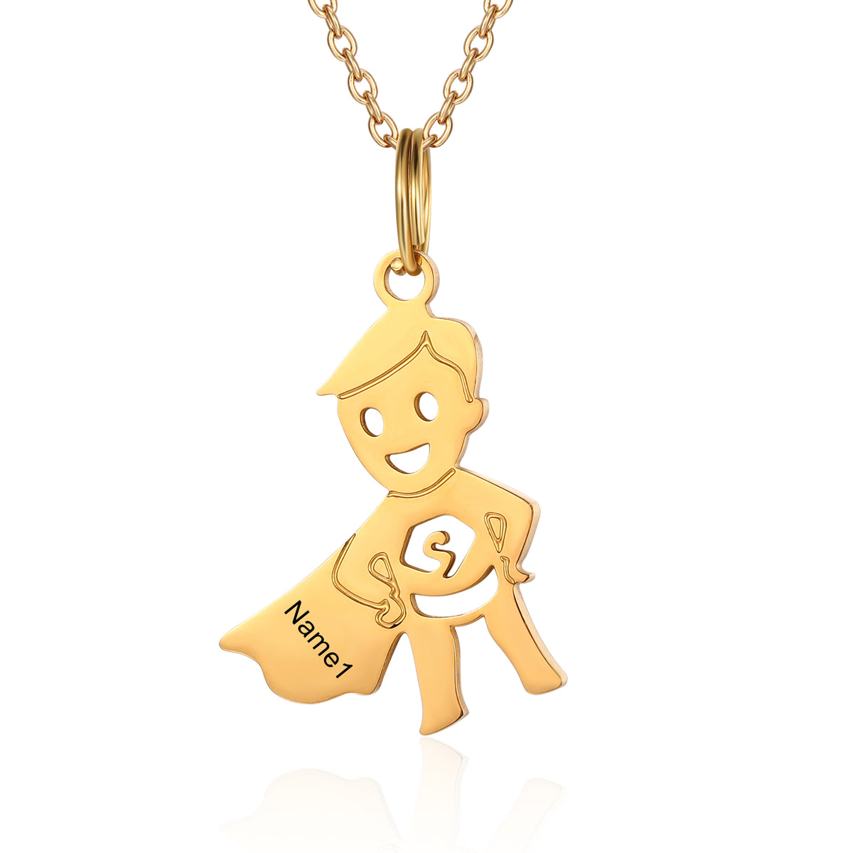 Mom Necklace with Boy Name Charms, 1 to 7