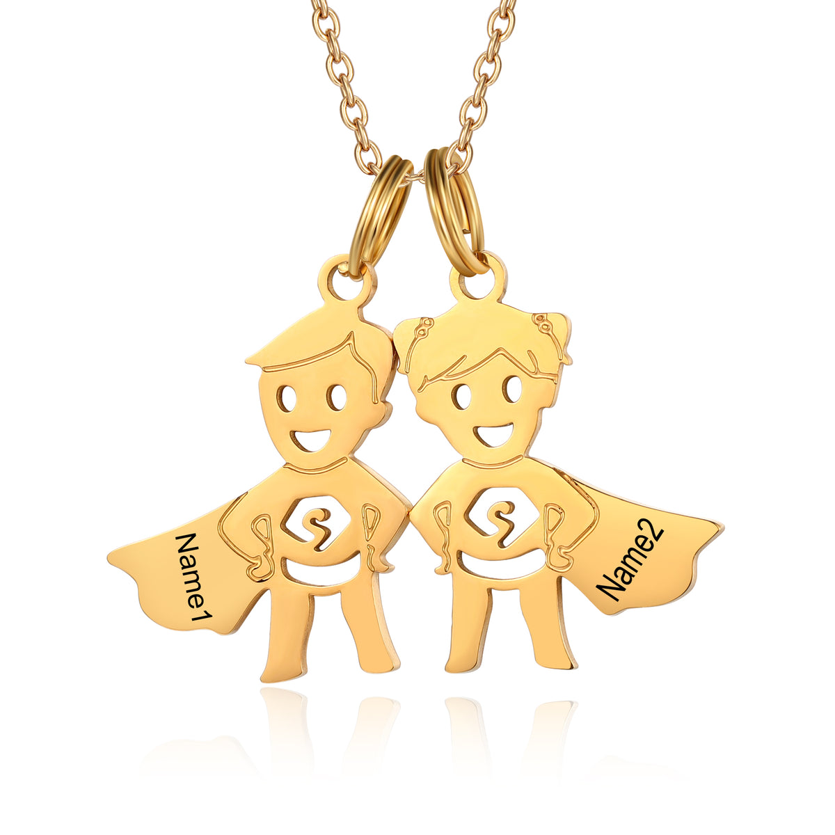 Mom Necklace with Boy Name Charms, 1 to 7