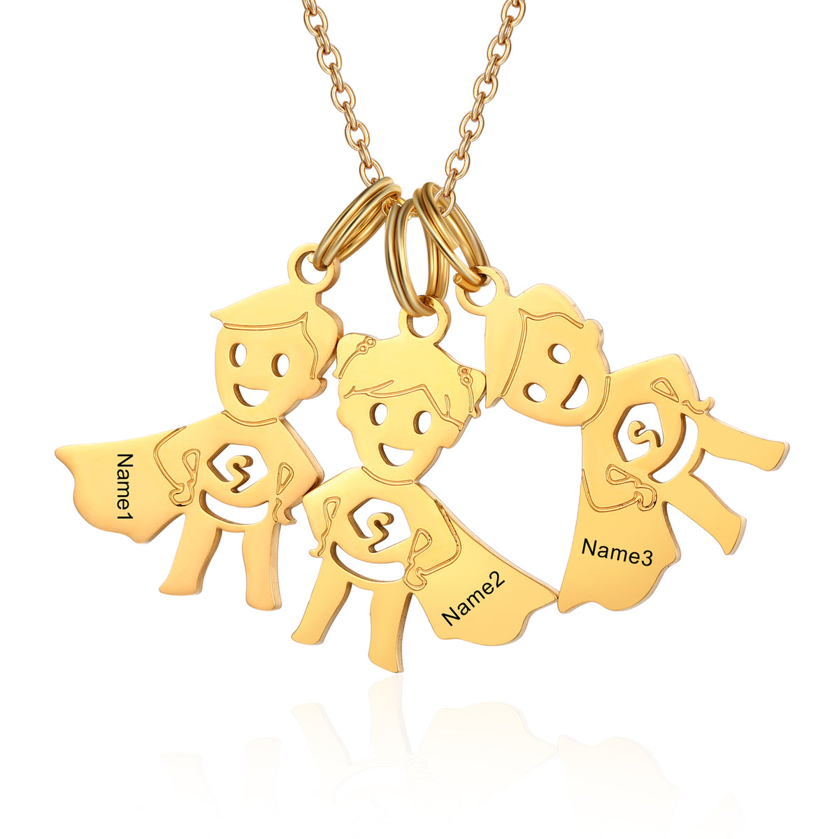 Mom Necklace with Boy Name Charms, 1 to 7