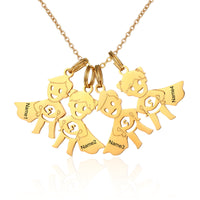 Mom Necklace with Boy Name Charms, 1 to 7