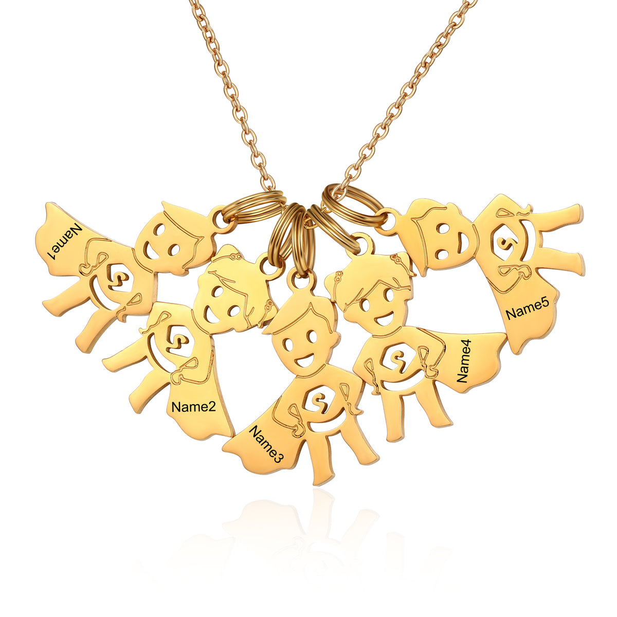 Mom Necklace with Boy Name Charms, 1 to 7