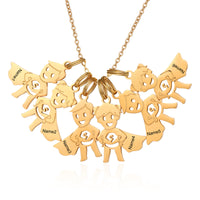 Mom Necklace with Boy Name Charms, 1 to 7