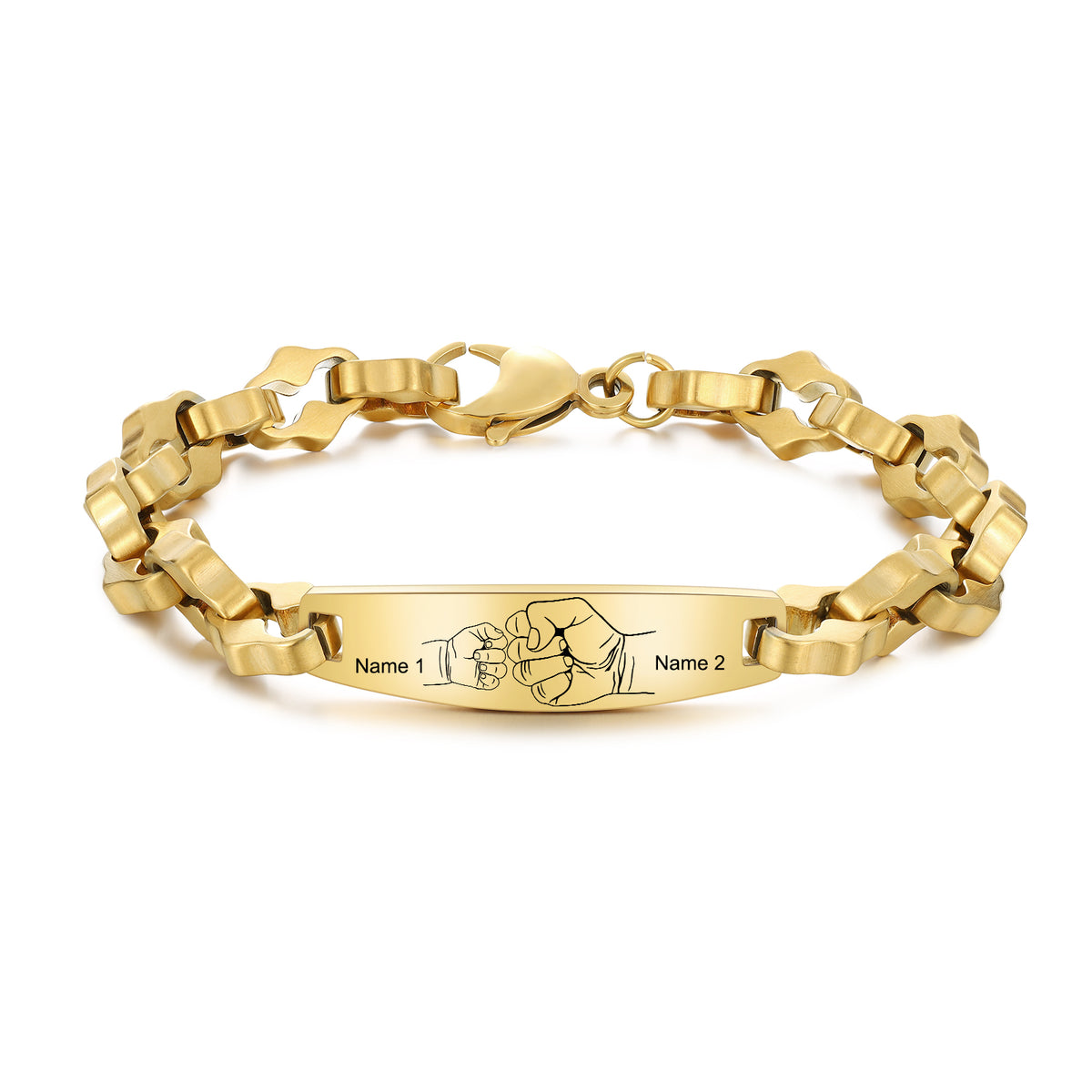 Men's Gold Chain Photo and Name ID Bracelet