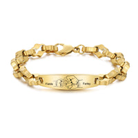 Men's Gold Chain Photo and Name ID Bracelet