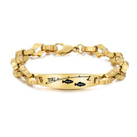 Men's Gold Fishing Family Name ID Bracelet