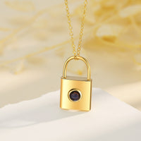 Gold Padlock Photo Projection Necklace