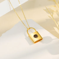 Gold Padlock Photo Projection Necklace