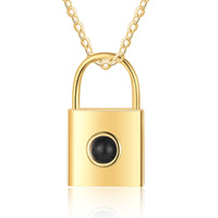 Gold Padlock Photo Projection Necklace