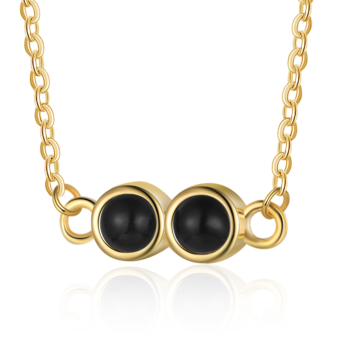 Double Stone Gold Photo Projection Necklace