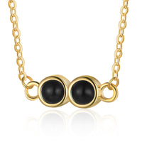 Double Stone Gold Photo Projection Necklace