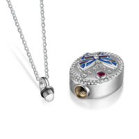Butterfly Oval Cremation Ashes Necklace