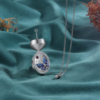 Butterfly Oval Cremation Ashes Necklace