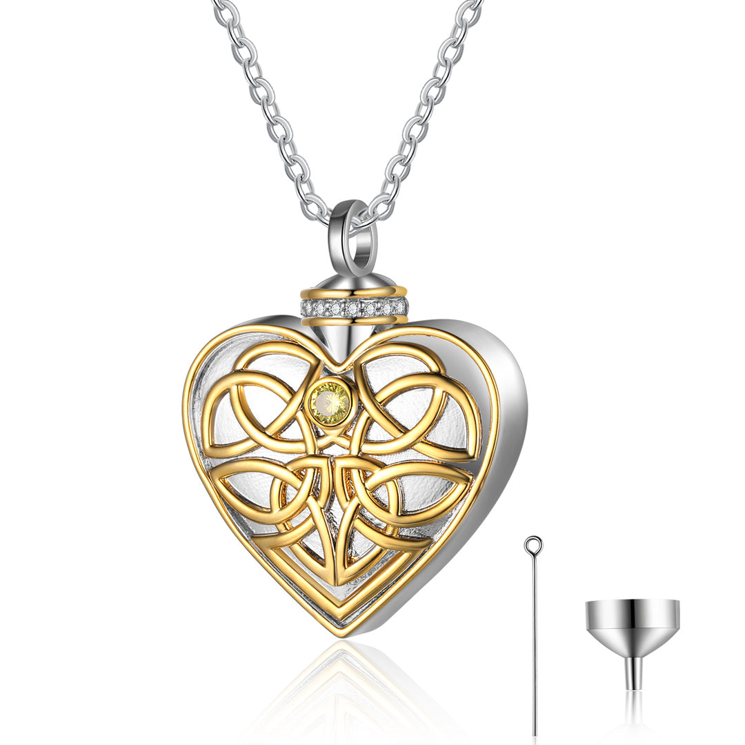 Celtic Knot Heart Cremation Ashes Necklace