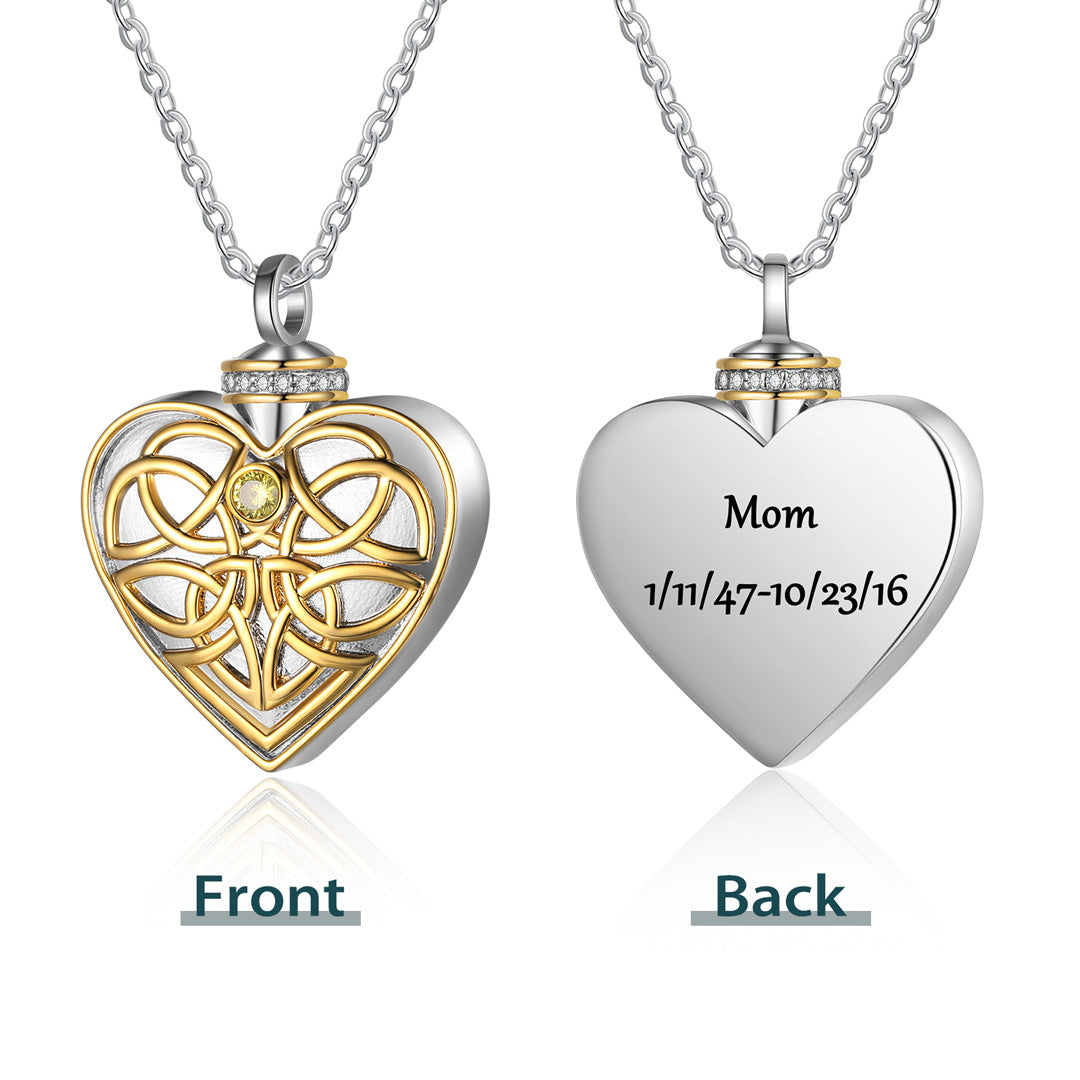 Celtic Knot Heart Cremation Ashes Necklace