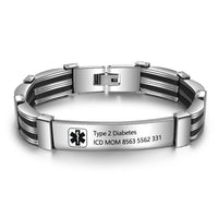 Men's Sterling Silver Engraved Medical ID Bracelet