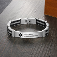 Men's Sterling Silver Engraved Medical ID Bracelet