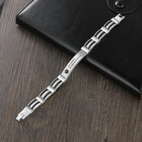 Men's Sterling Silver Engraved Medical ID Bracelet