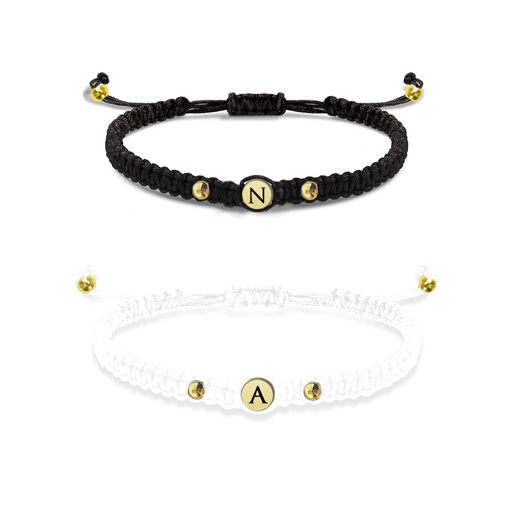 Braided Cord Initial Letter Bracelet