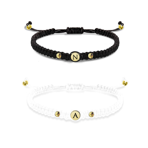 Braided Cord Initial Letter Bracelet