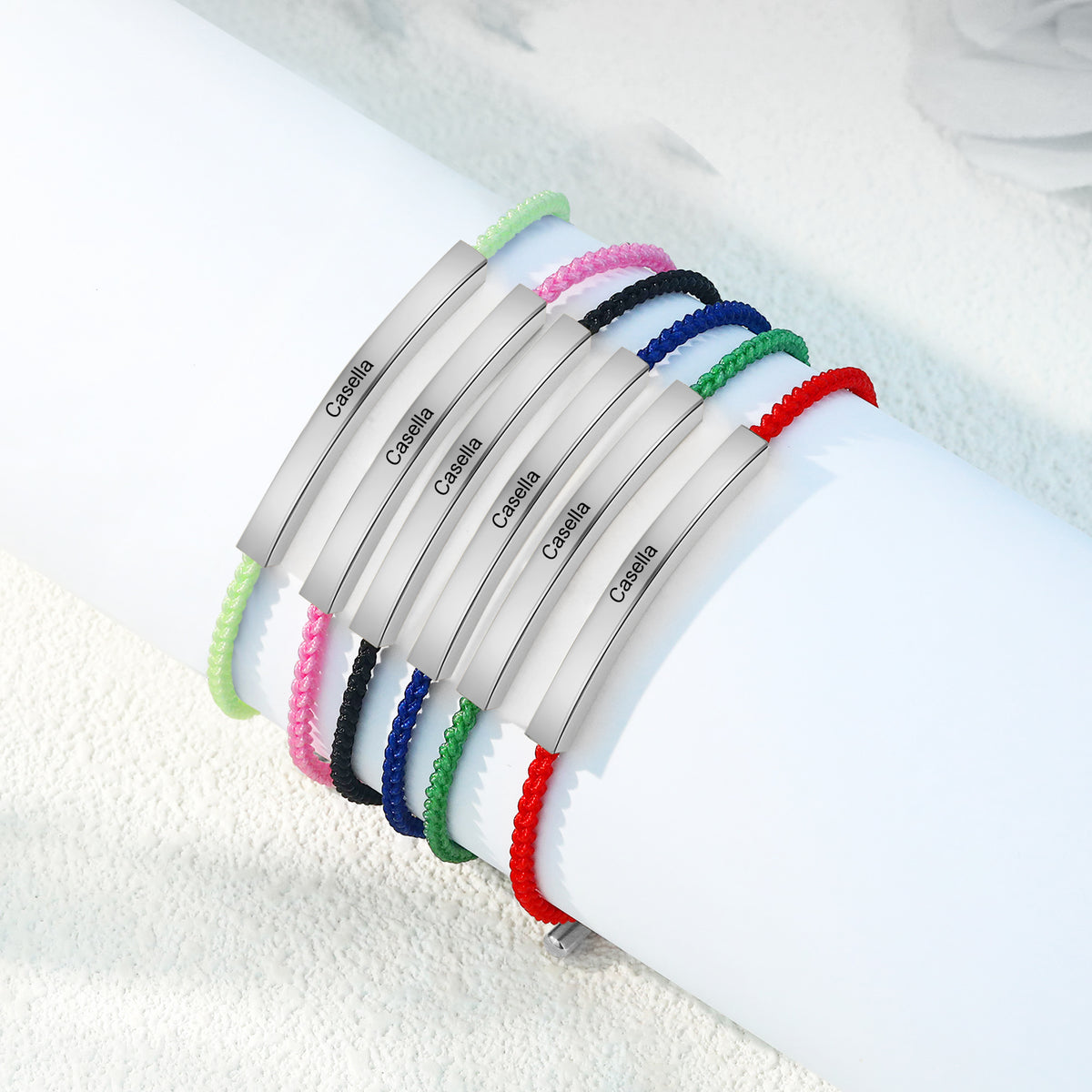 Colorful Rope Name Bar Bracelet