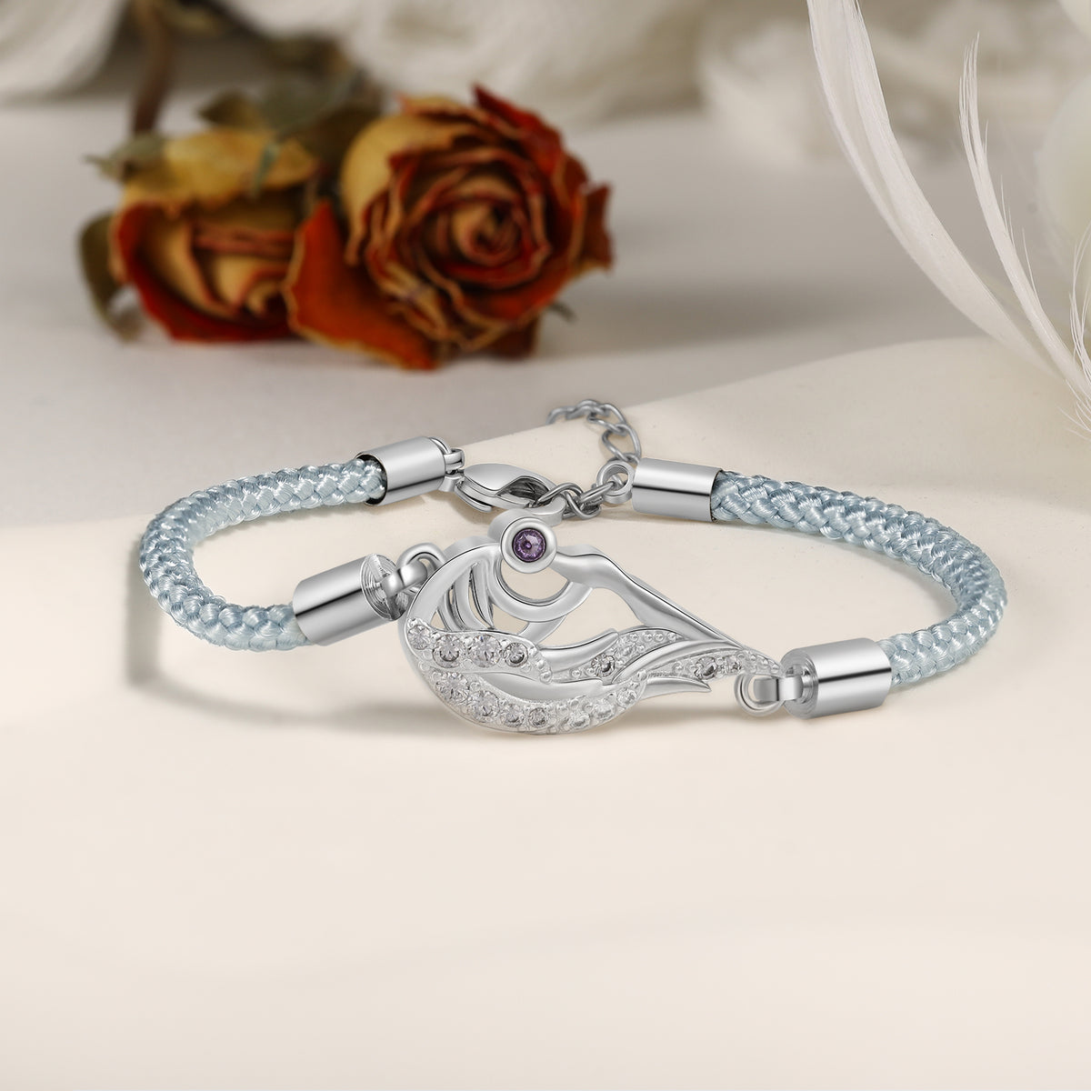 Matching Heart Couple Birthstone Bracelets