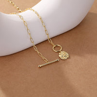 Gold Toggle Clasp Hammered Coin Necklace