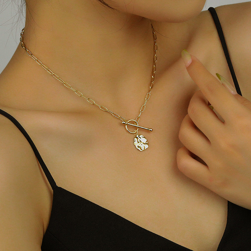 Gold Toggle Clasp Hammered Coin Necklace