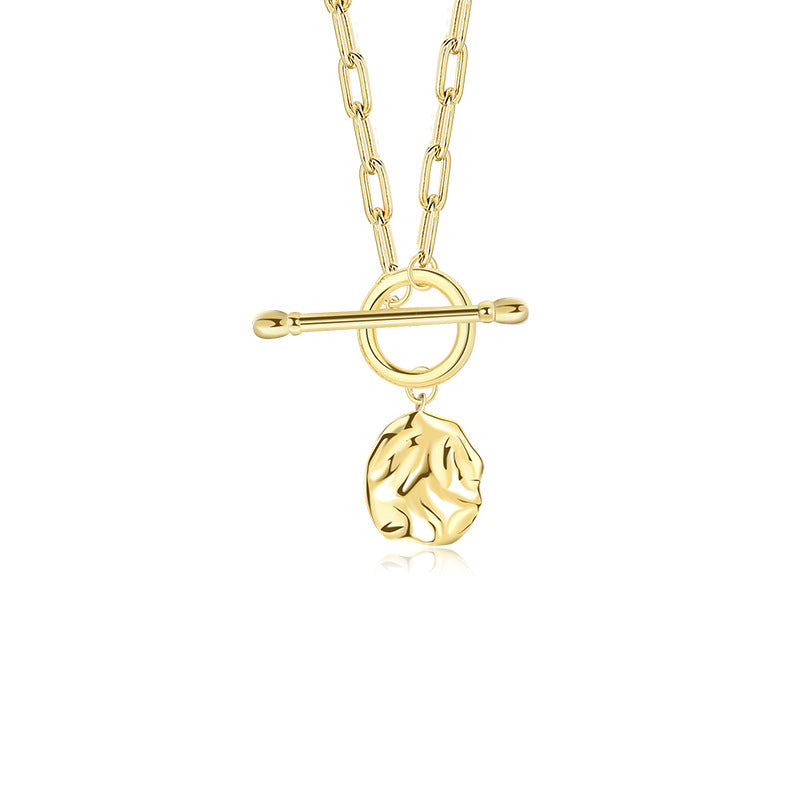 Gold Toggle Clasp Hammered Coin Necklace