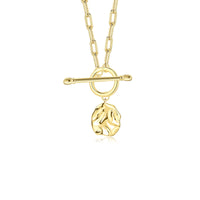 Gold Toggle Clasp Hammered Coin Necklace