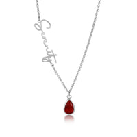 Vertical Name Necklace with Birthstone Drop