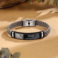 Men's Braided Photo and Name Engraved Bracelet