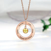 Family Circle Name Necklace with Birthstone