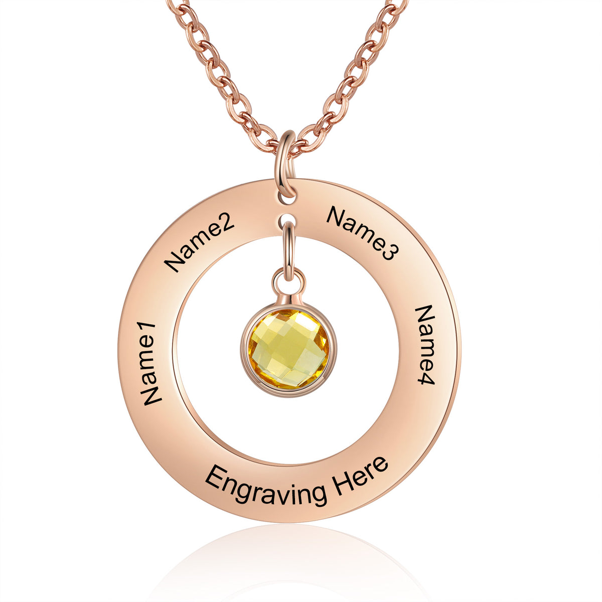 Family Circle Name Necklace with Birthstone