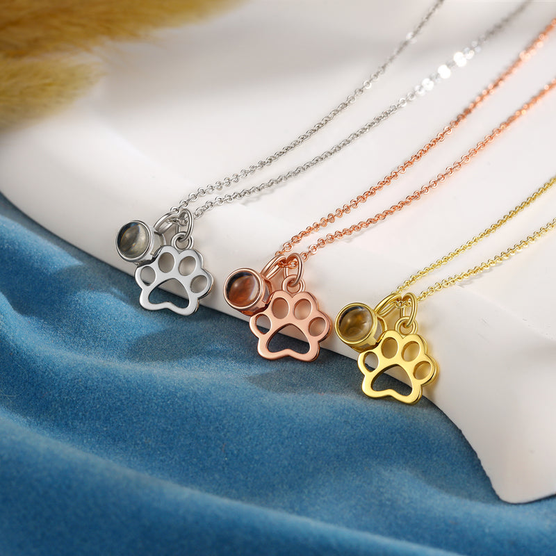 Puppy Paw Photo Projection Necklace