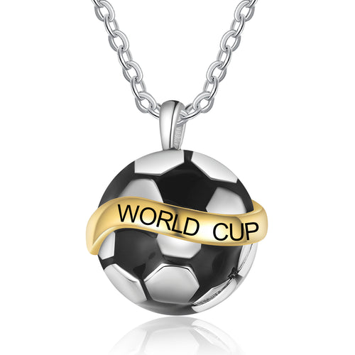 Men's Engraved Soccer Ball Necklace
