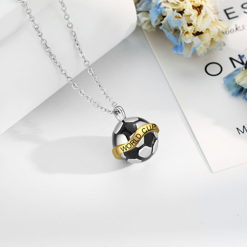 Men's Engraved Soccer Ball Necklace