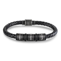 Men's Vintage Braided Leather Name Bead Bracelet