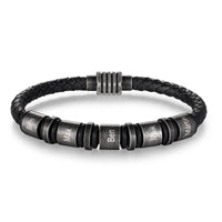 Men's Vintage Braided Leather Name Bead Bracelet