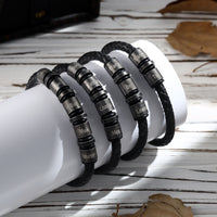 Men's Vintage Braided Leather Name Bead Bracelet