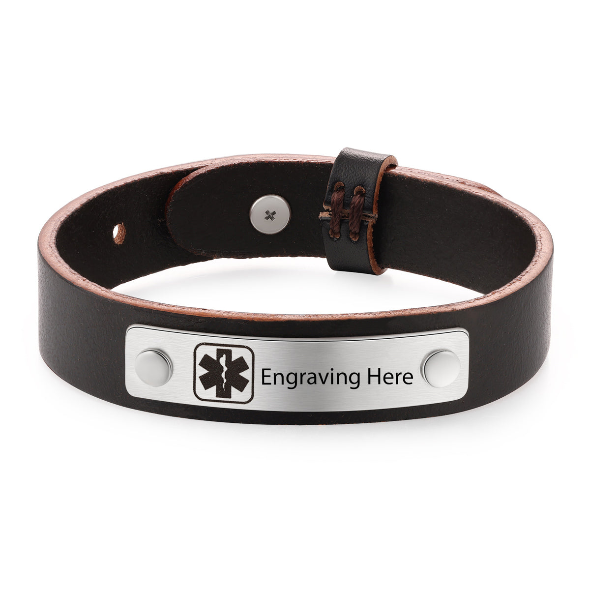 Men's Vintage Leather Medical ID Bracelet