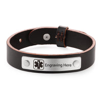 Men's Vintage Leather Medical ID Bracelet