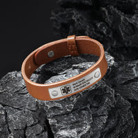 Men's Vintage Leather Medical ID Bracelet
