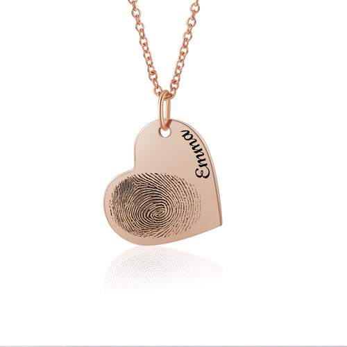 Personalized Fingerprint Heart Name Necklace
