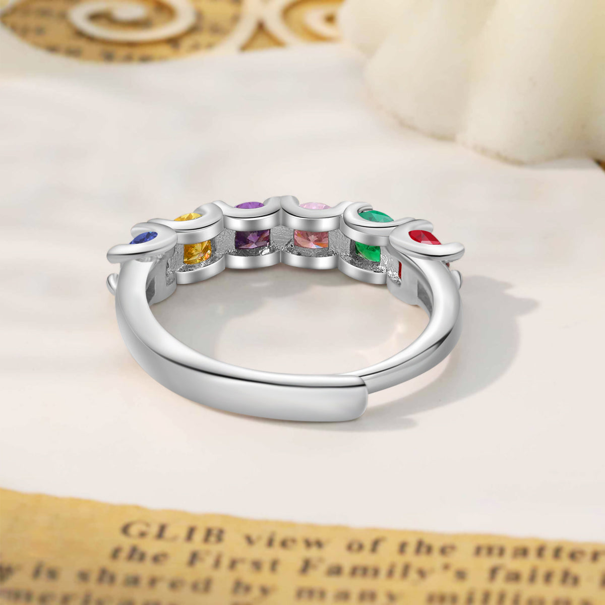 Personalized Family Birthstone Band Ring