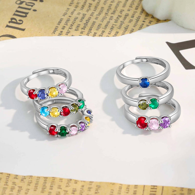 Personalized Family Birthstone Band Ring