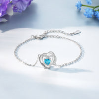 Personalized Open Heart Birthstone Bracelet
