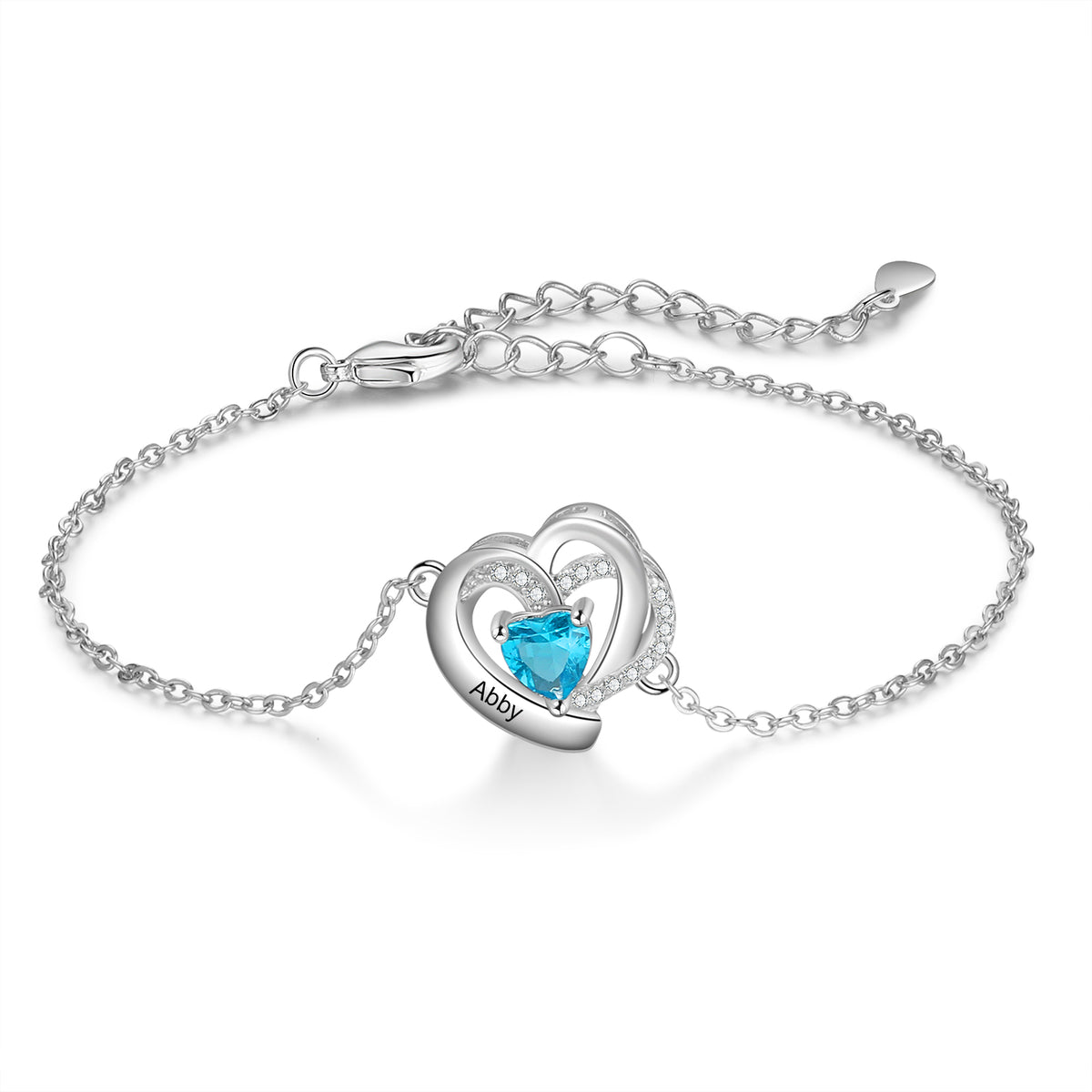 Personalized Open Heart Birthstone Bracelet
